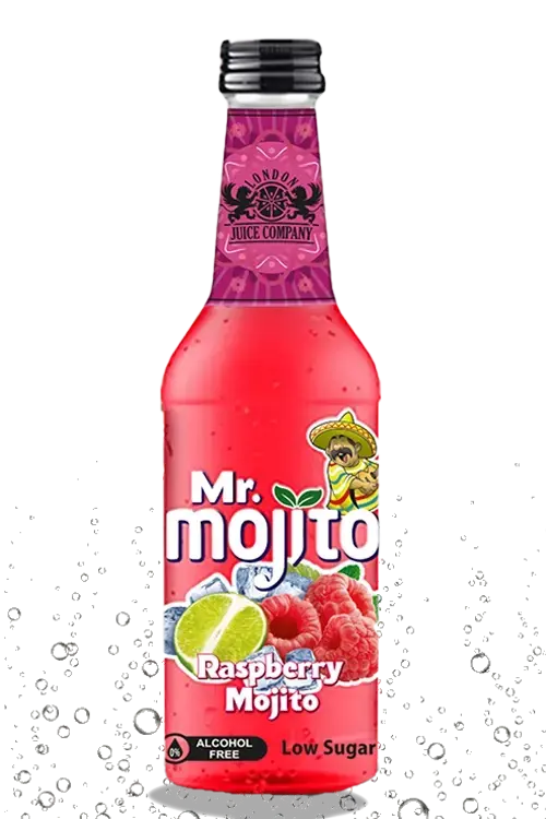 "Mr. Mojito Raspberry Mojito 275ml glass bottle alcohol-free sparkling drink"